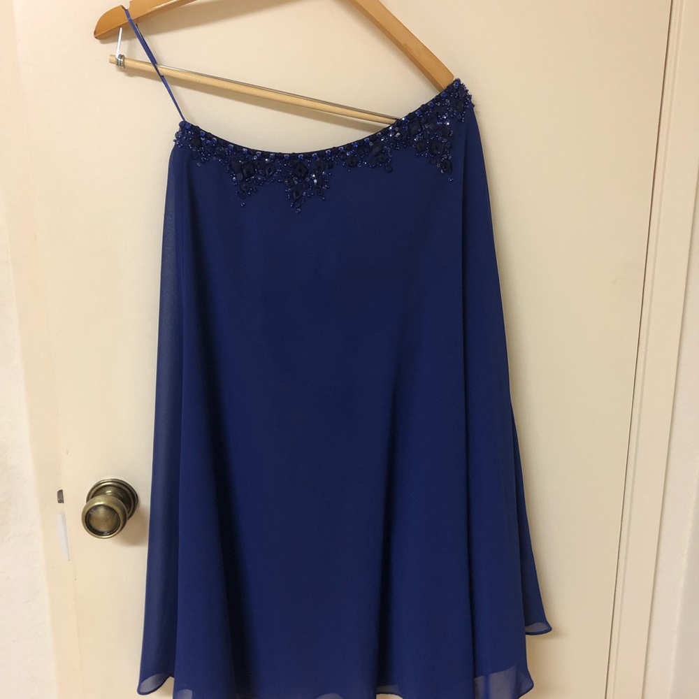 Dark blue one shoulder dress